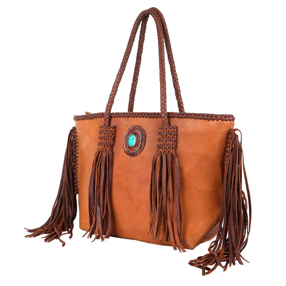 Genuine Leather Fringe Tote | American Darling