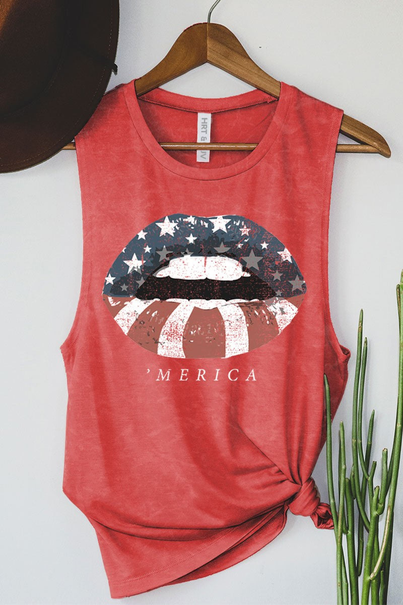 Merica Acid Wash Graphic Tank