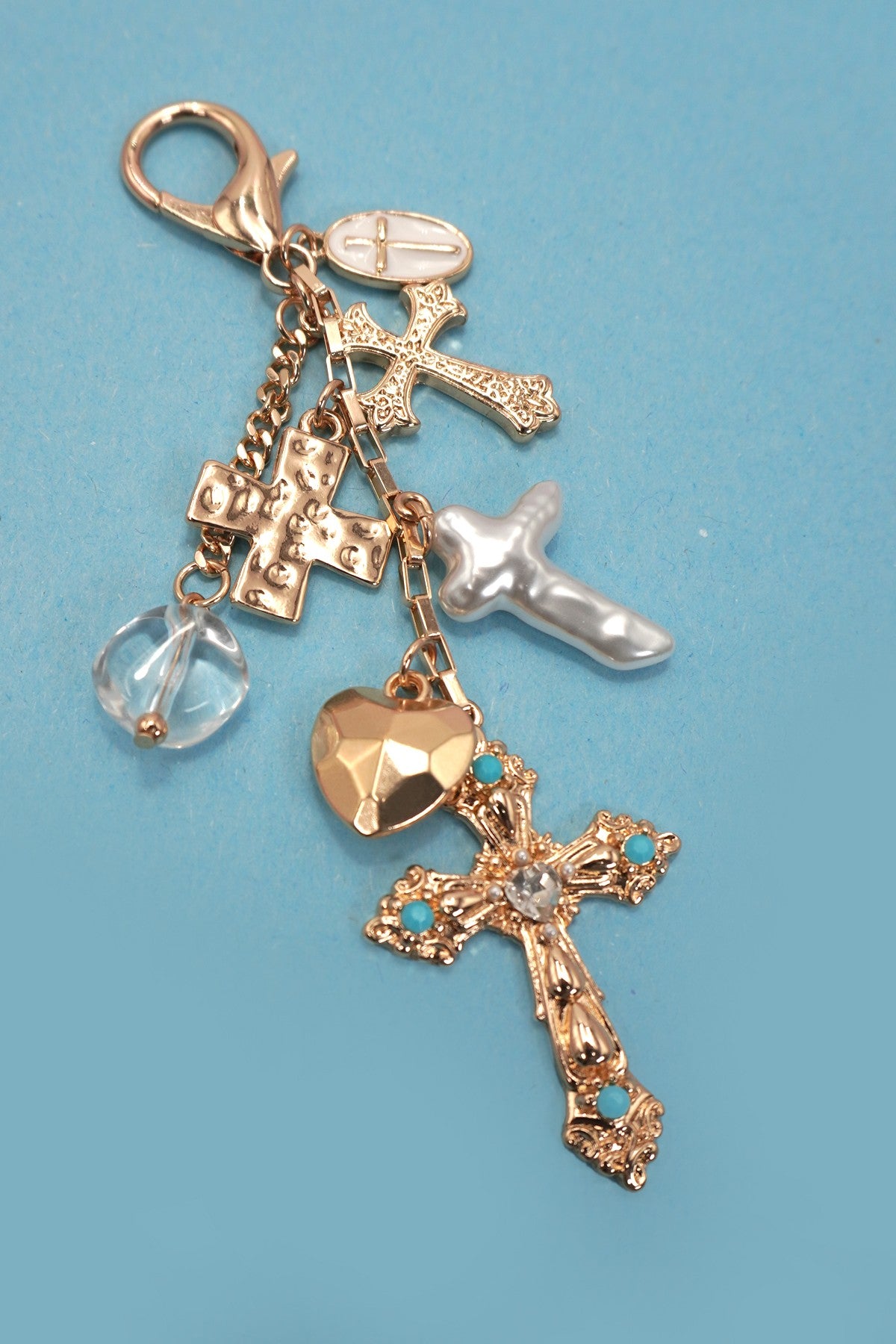 Western Cross & Heart Bag Charm