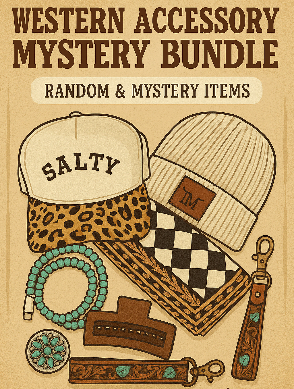 7 Piece Western Accessory Mystery Surprise - Woman's Western Stocking Stuffers