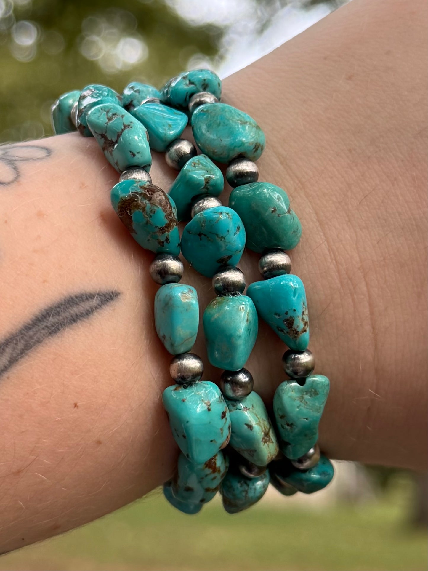 Turquoise Bracelet with 5MM Pearls