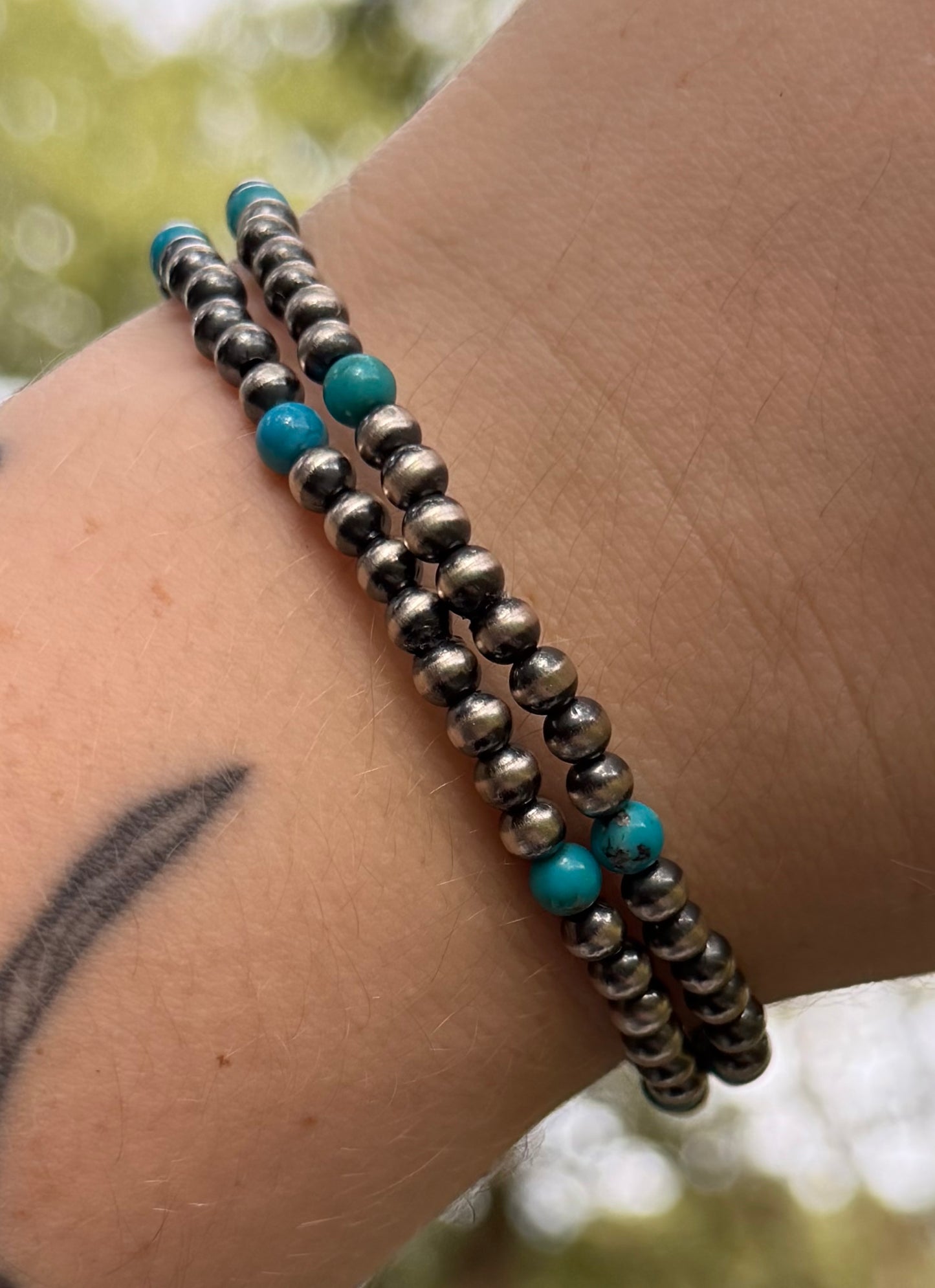 4MM Stretchy Pearl Bracelet with Turquoise