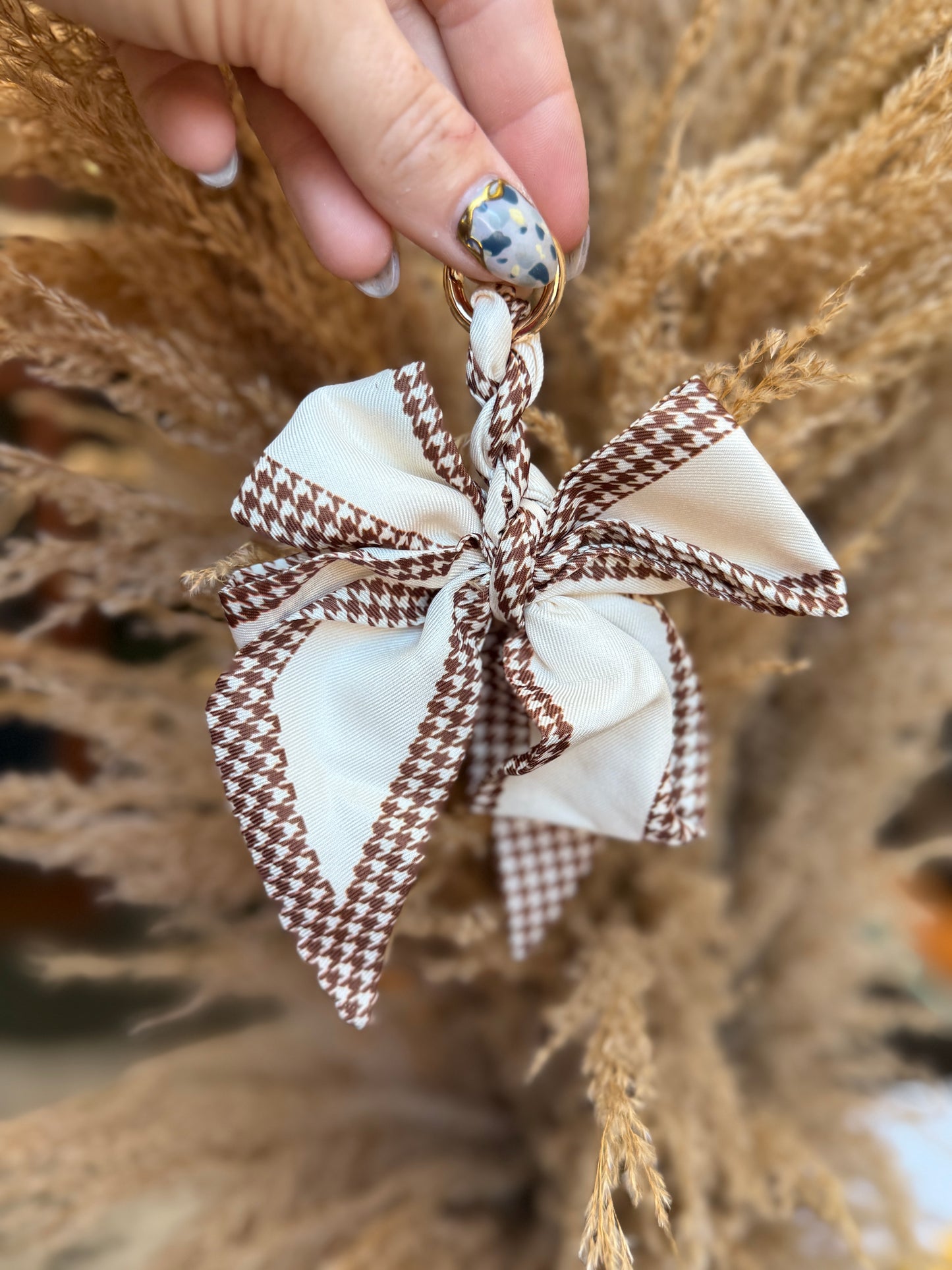Classic Houndstooth Bow Bag Charm