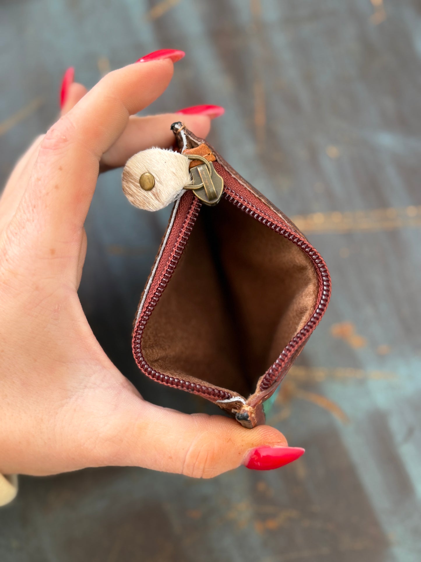 Genuine Leather Hand-Painted Mini Wallet Card Case