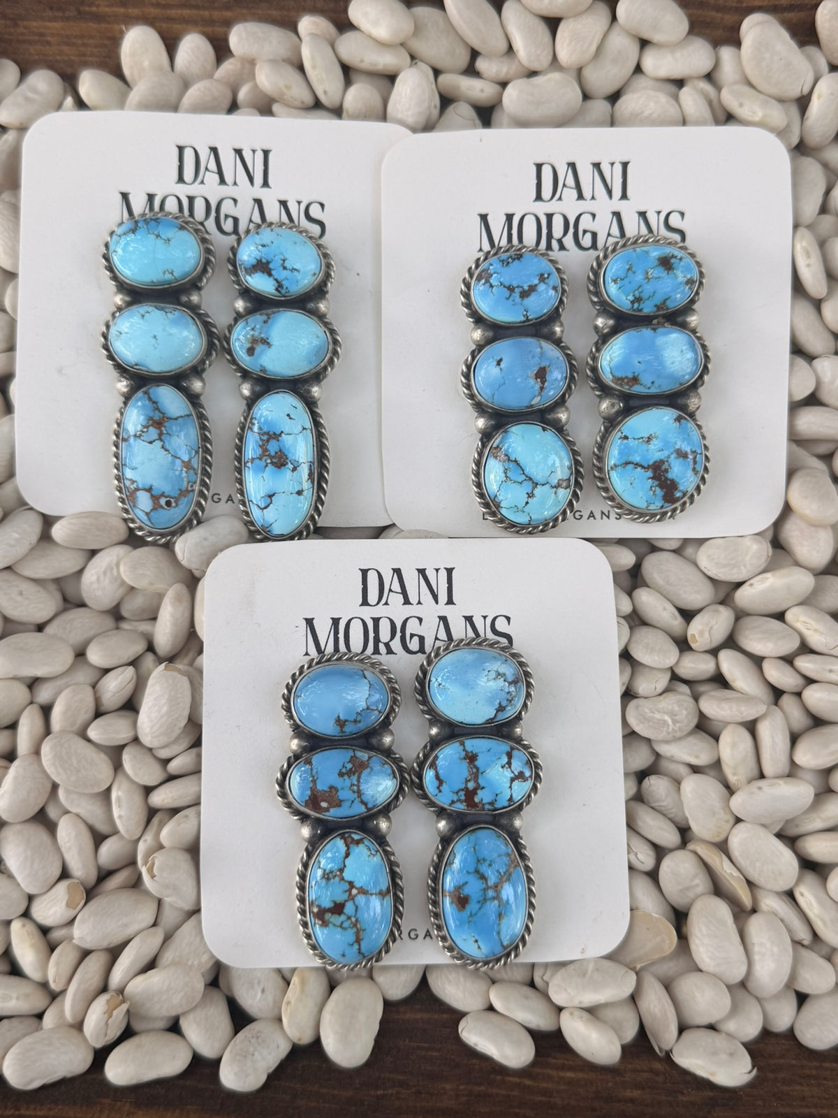 TS Golden Hills 3 Stone Dangle Earrings
