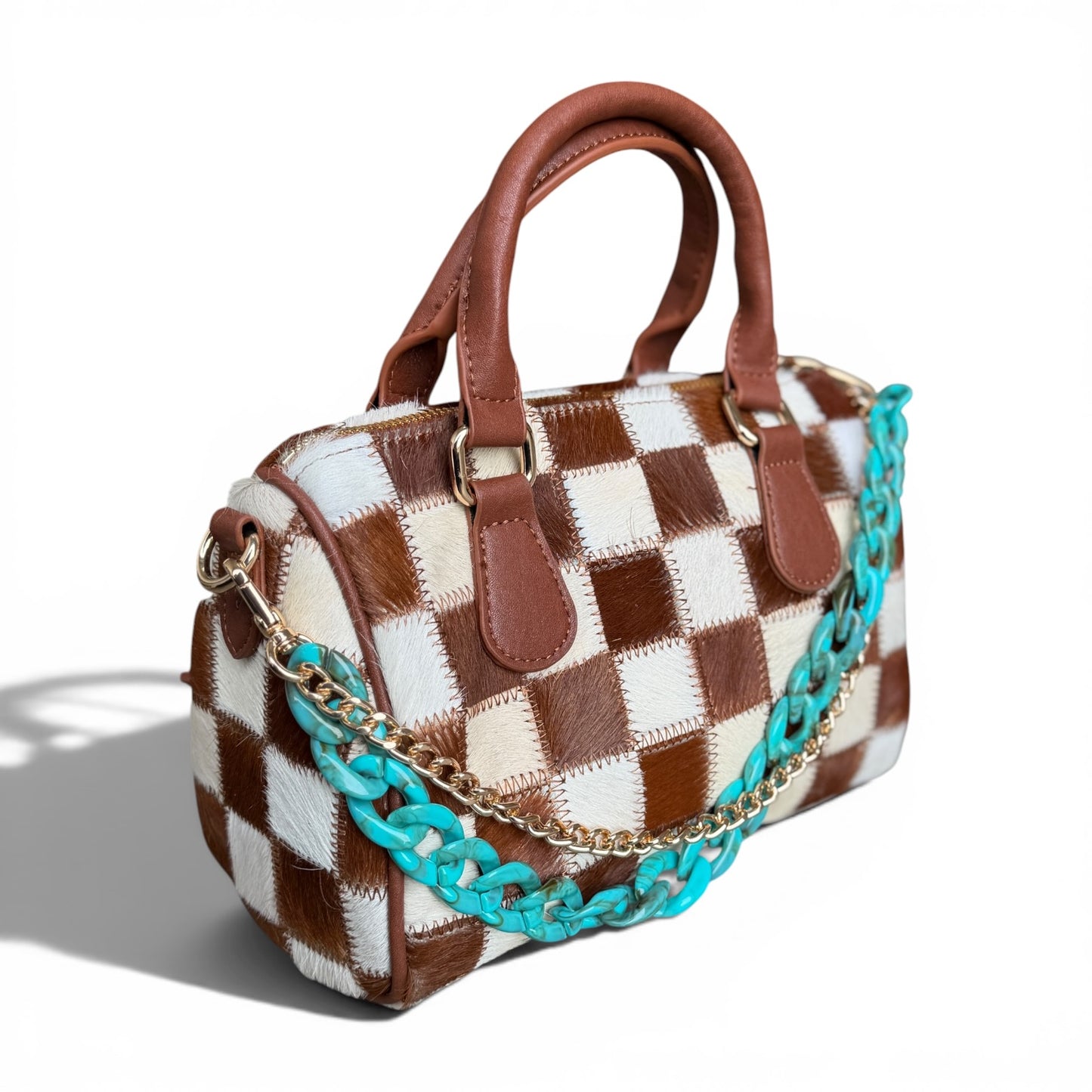 Dani Morgans Exclusive Checkered Cowhide Small Speedy Bag