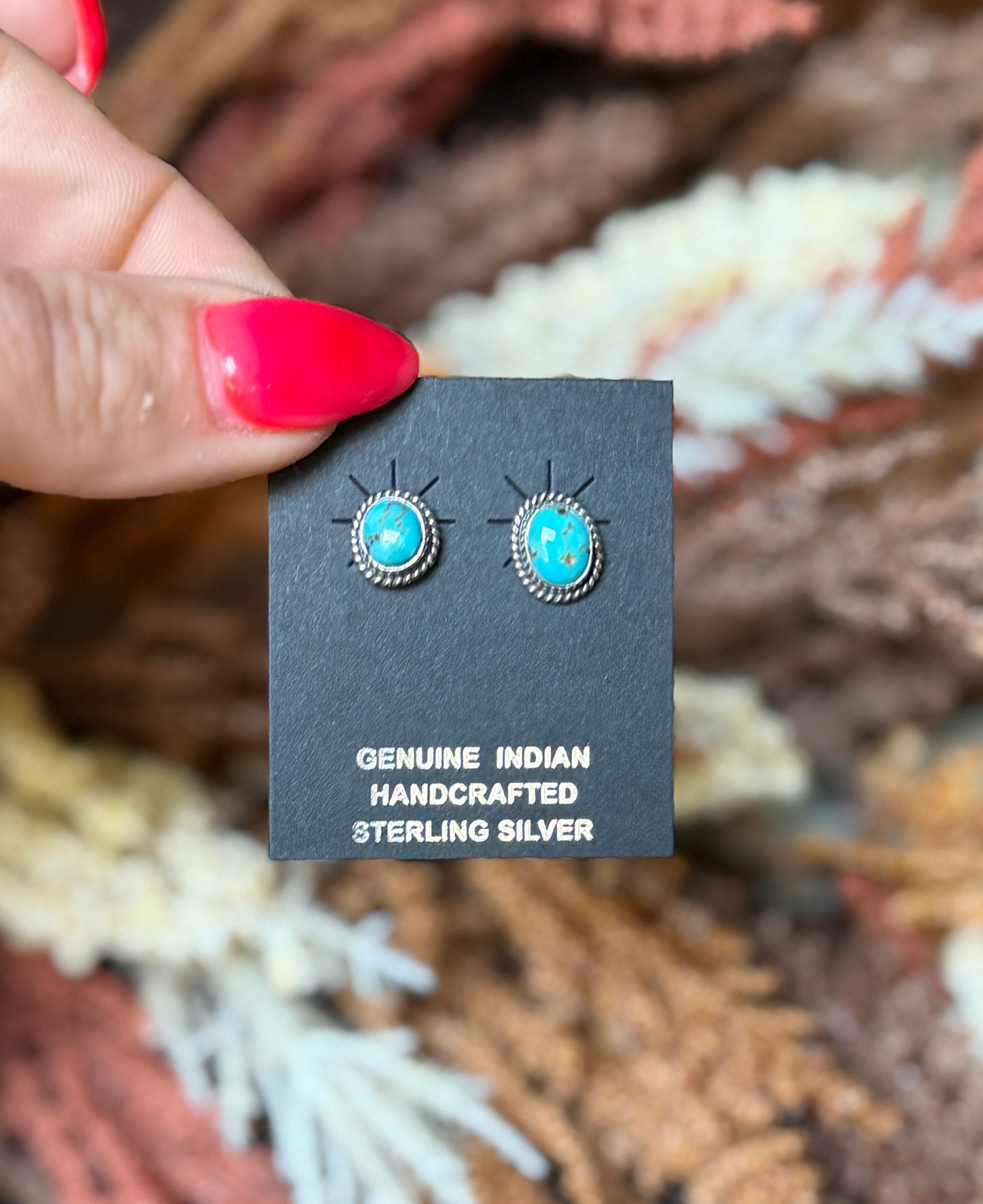 Kingman Turquoise Stud Earrings β Sterling Silver | Native Made by Helena Barone