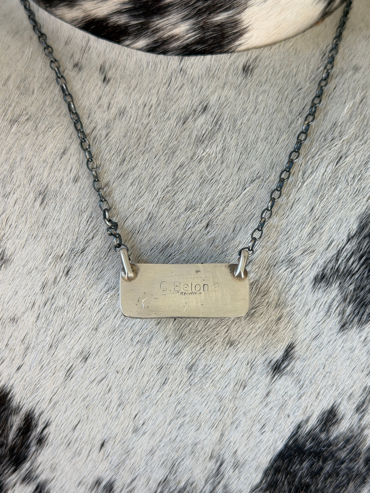 Steve Francisco Kingman Turquoise Bar Necklace β Native Made 925 Sterling Silver | 18"