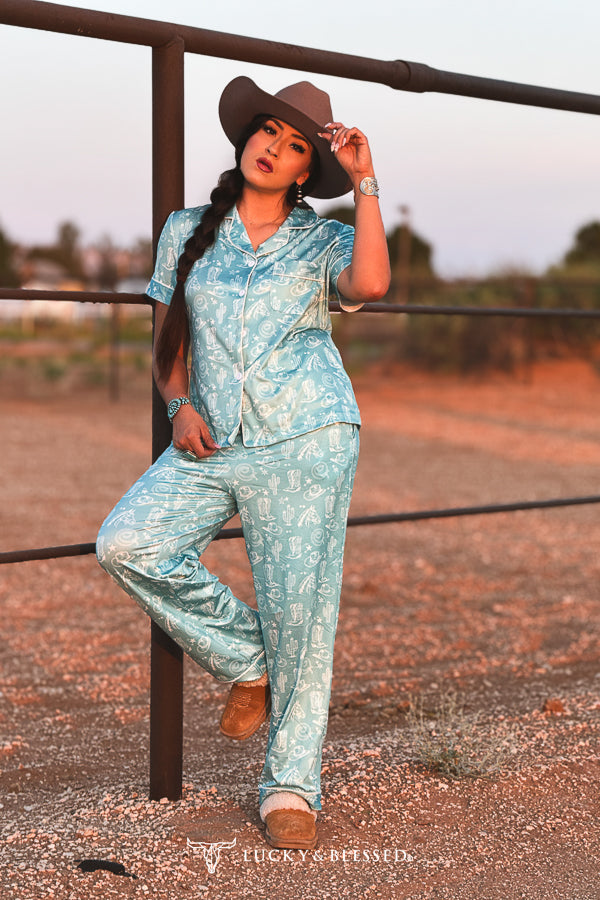 Dreamin’ in Turquoise Western Pajama Set