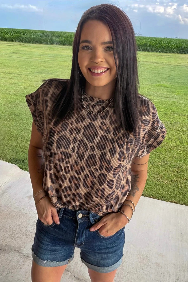Wild Side Leopard Print Ribbed Top | Sterling Kreek
