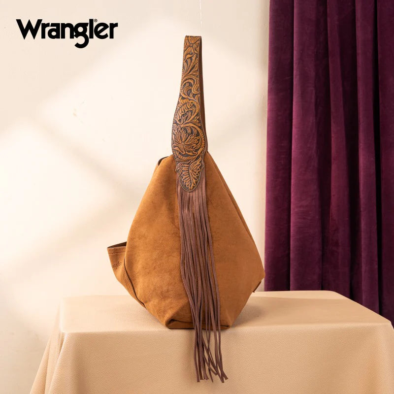 Wrangler Fringe Rustler Tooled Hobo Bag