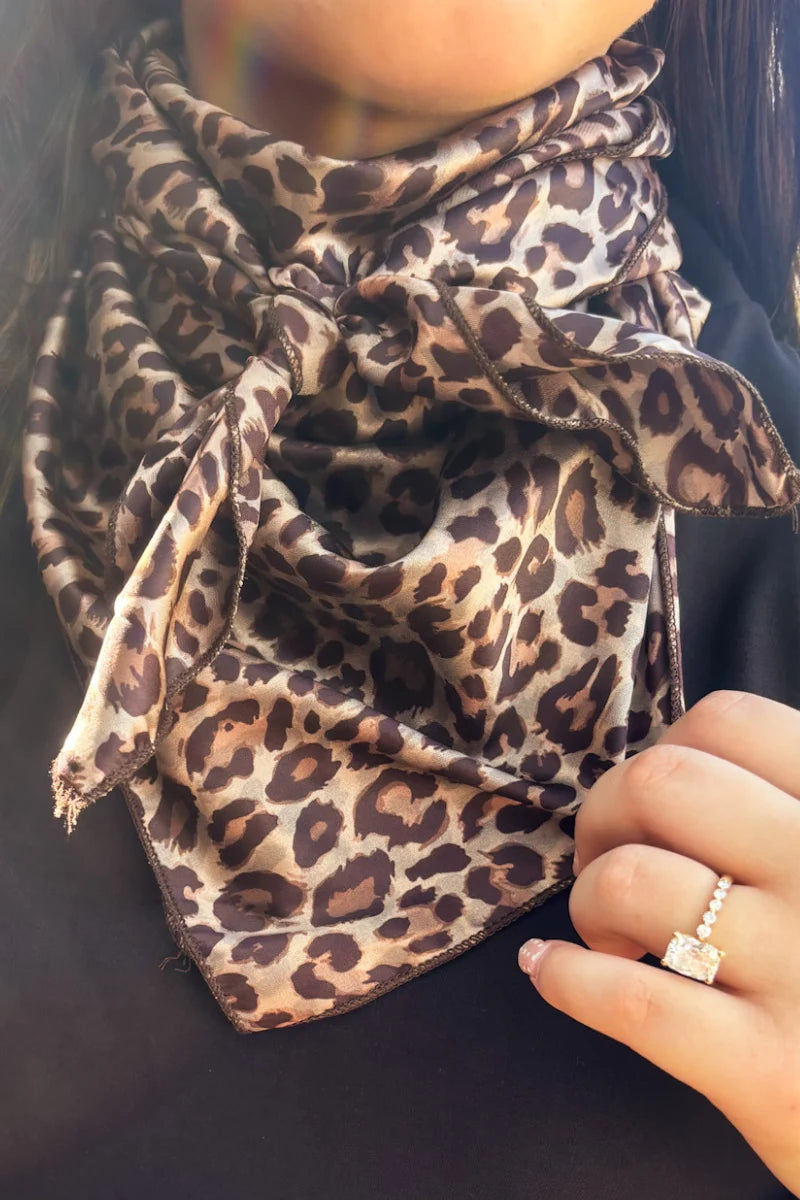 Leopard Outlaw Western Wild Rag | Brown & Black Animal Print Scarf Wild Rag
