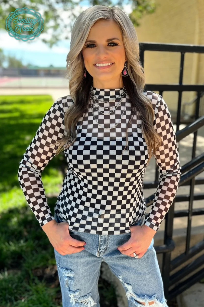 Checkered & Reckless Mesh Top