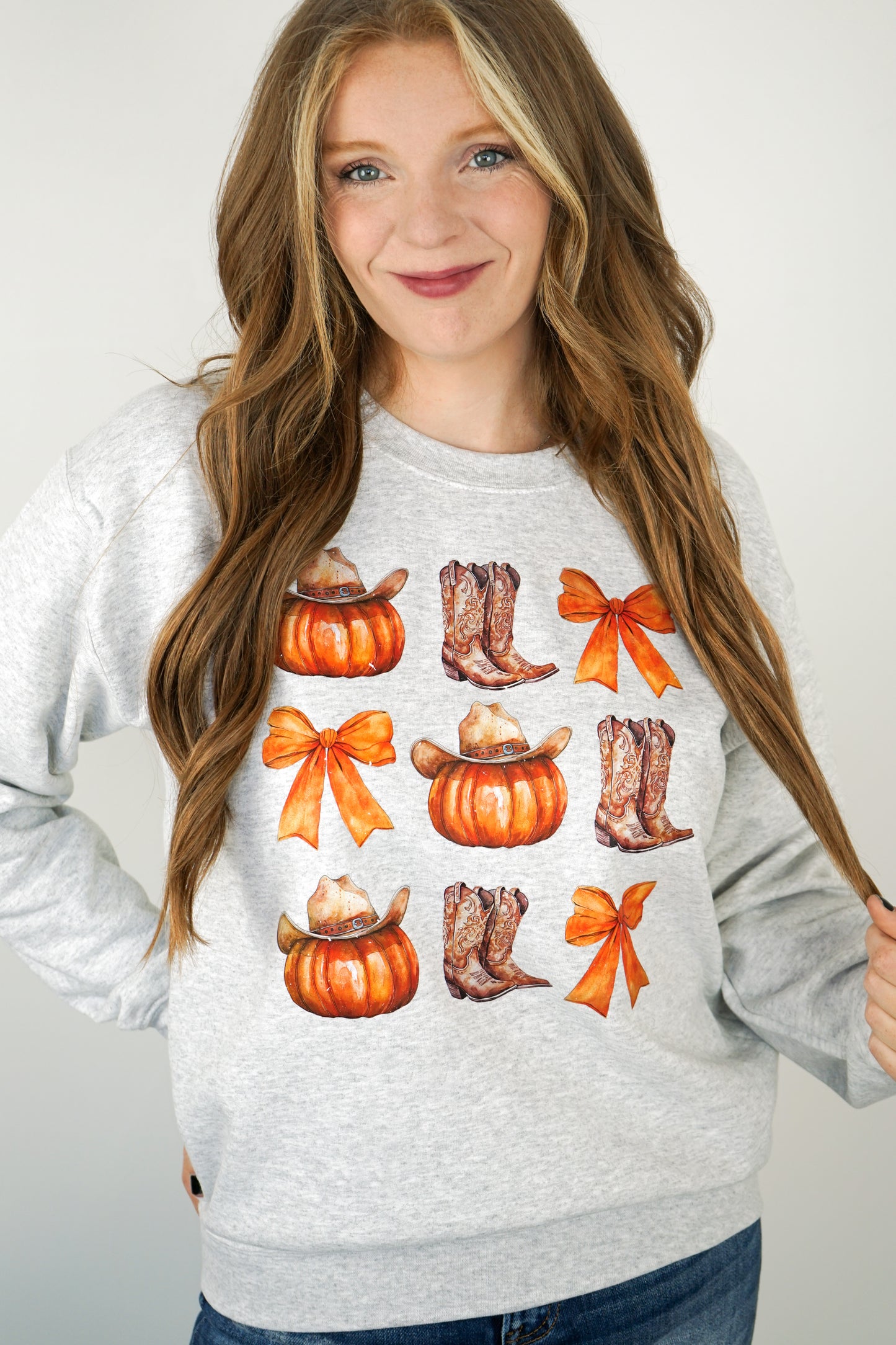 Pumpkins, Boots & Bows Crewneck Sweatshirt