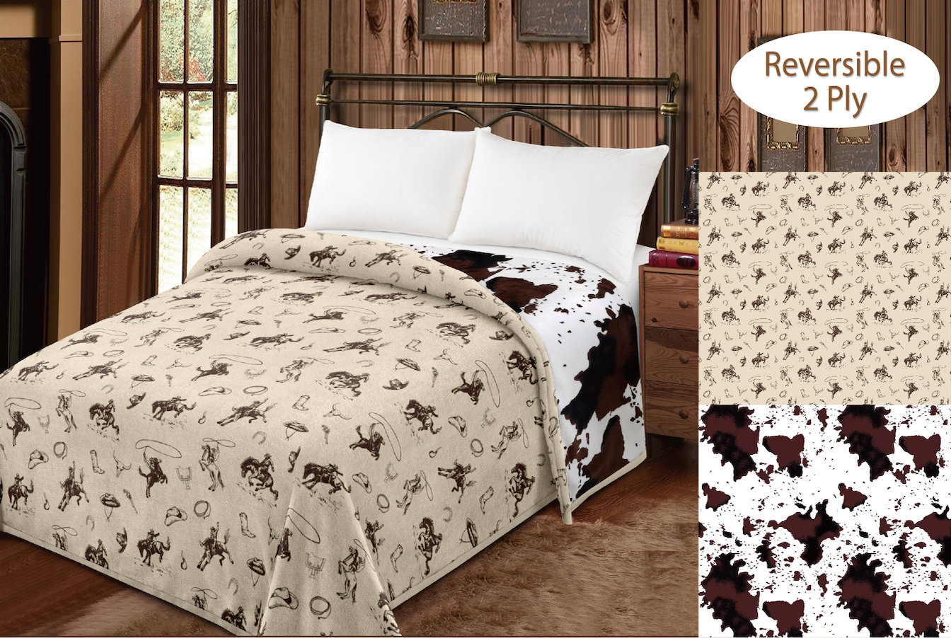 Cozy Cowgirl Reversible King Sized Blanket