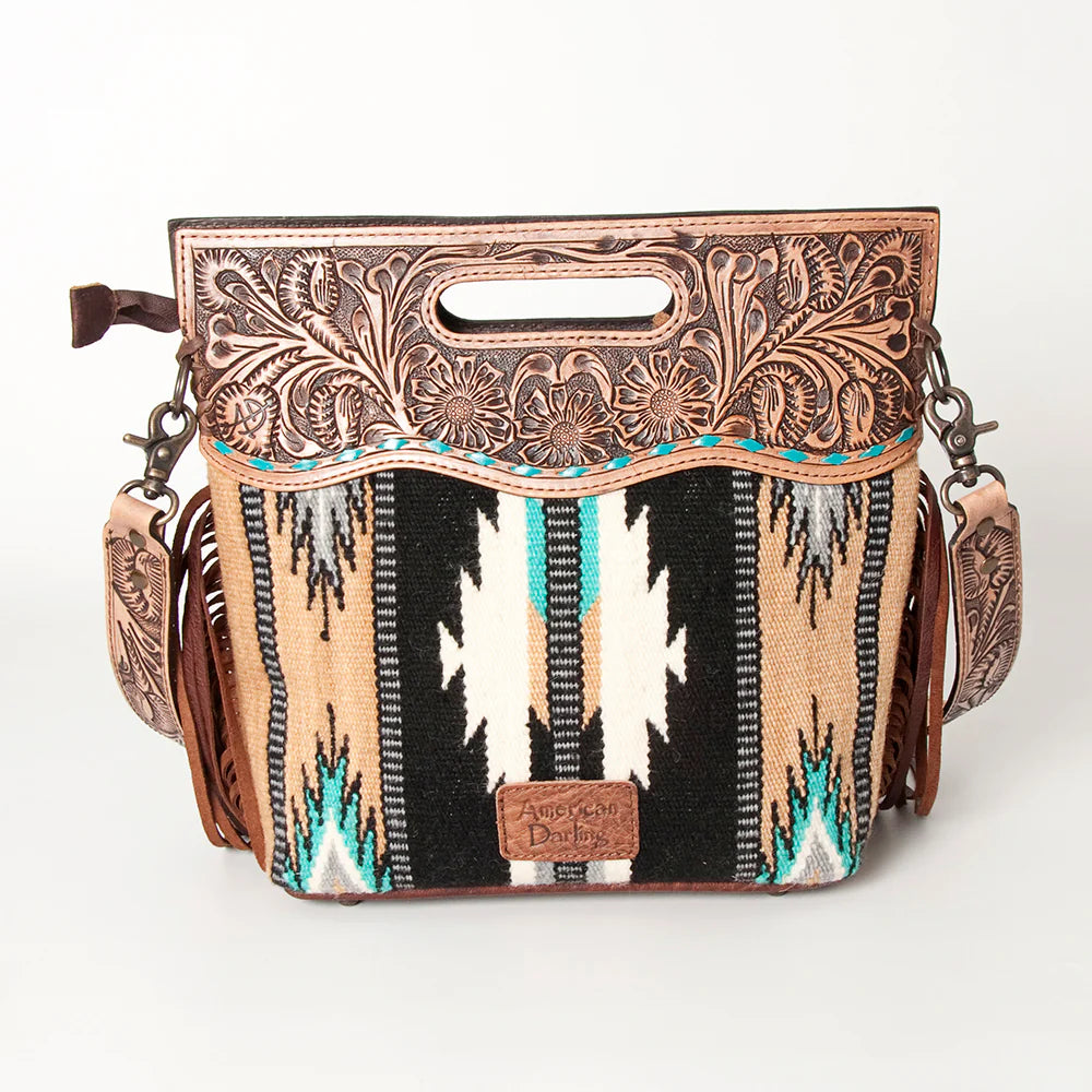 American Darling Blake Canvas Crossbody Handbag in Tan Multi