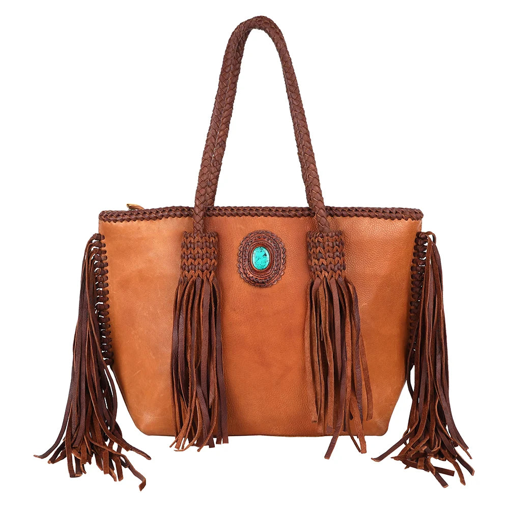 Genuine Leather Fringe Tote | American Darling