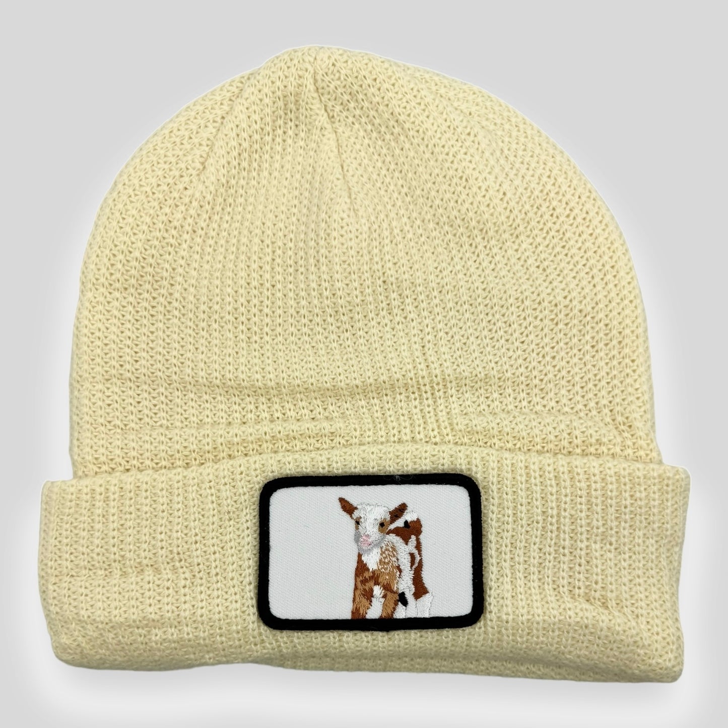 Beanie with Cute Embroidered Animal Patch