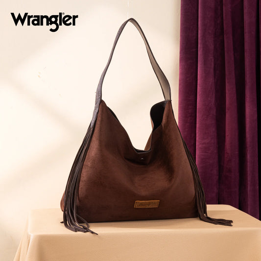 Wrangler Fringe Rustler Tooled Hobo Bag