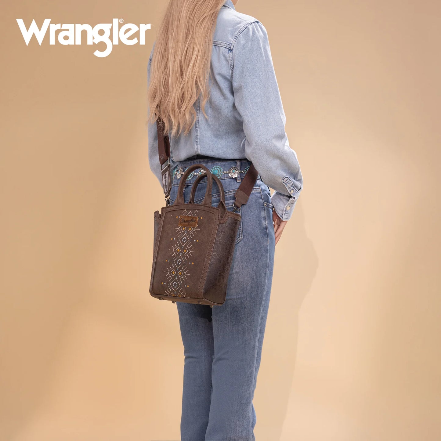 Wrangler Aztec Embroidered Floral Embossed Tote/Crossbody