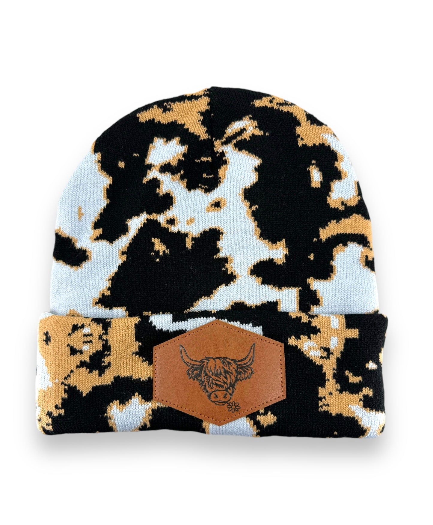 Blue Highland Cow Print Beanie