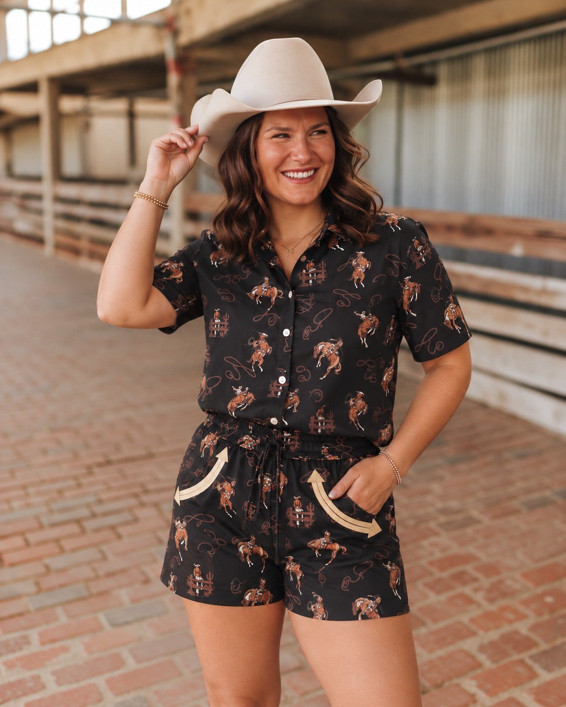 Midnight Rodeo Western Pajama Short Set