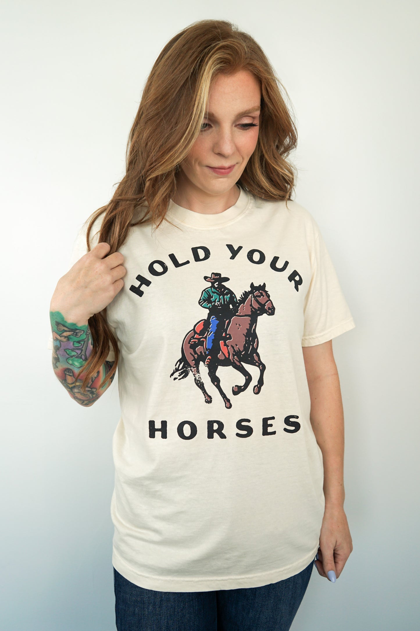 Hold Your Horses Vintage Western Comfort Tee