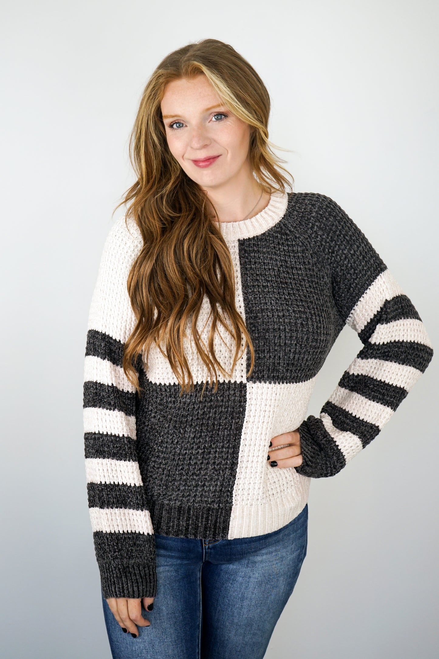 Color Block Checkered Sweater