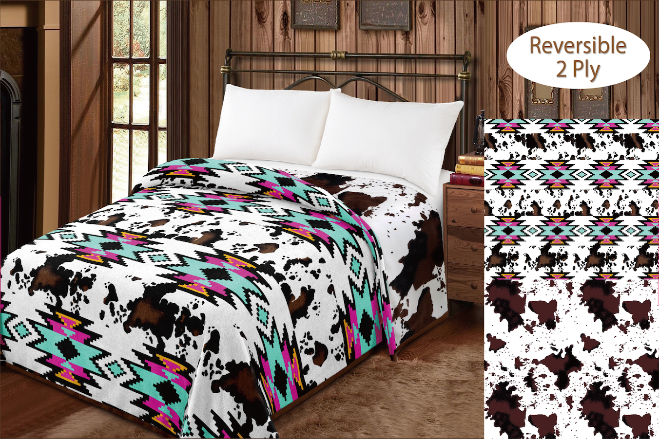 Cozy Cowgirl Reversible King Sized Blanket