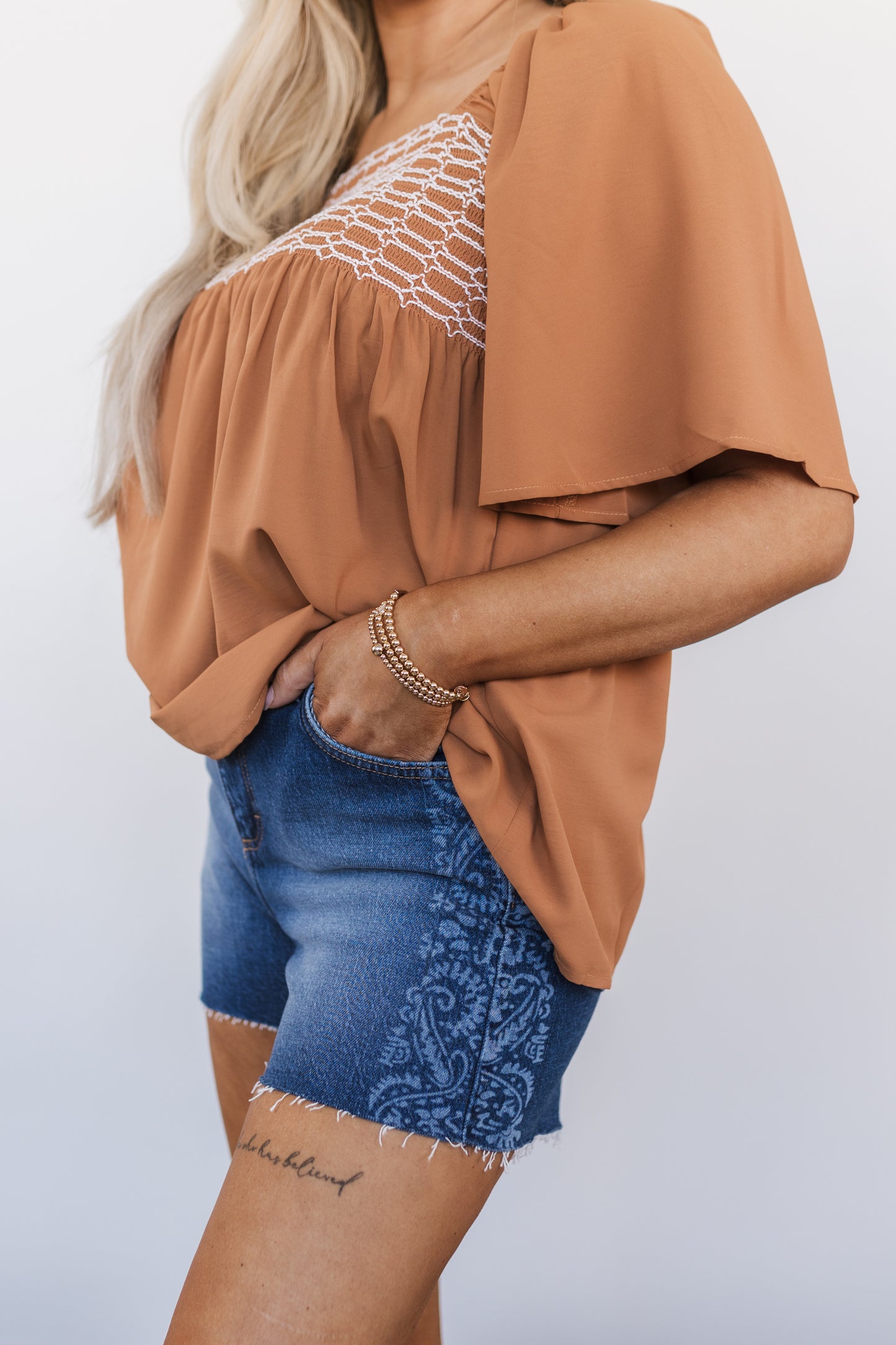 Square Neck Wide Sleeves Flowy Top