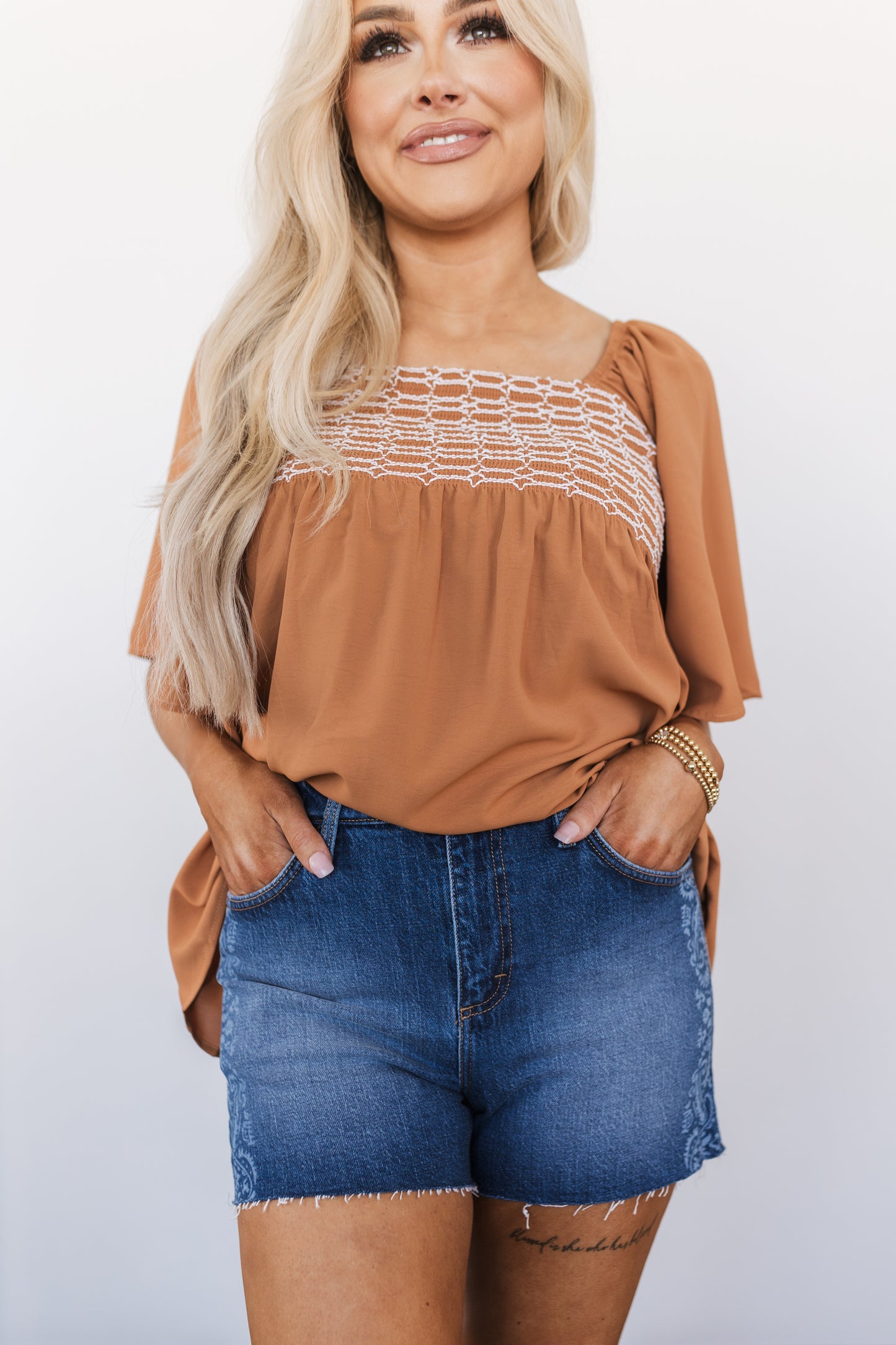 Square Neck Wide Sleeves Flowy Top