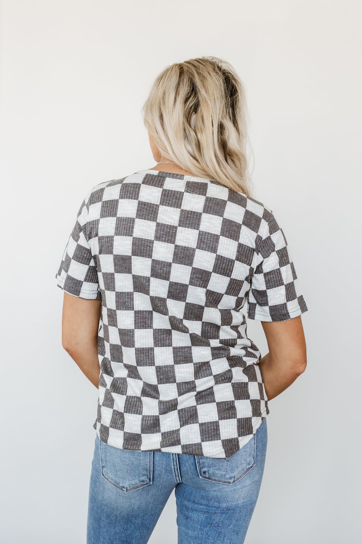 Super Soft Checkered V Neck Shirt