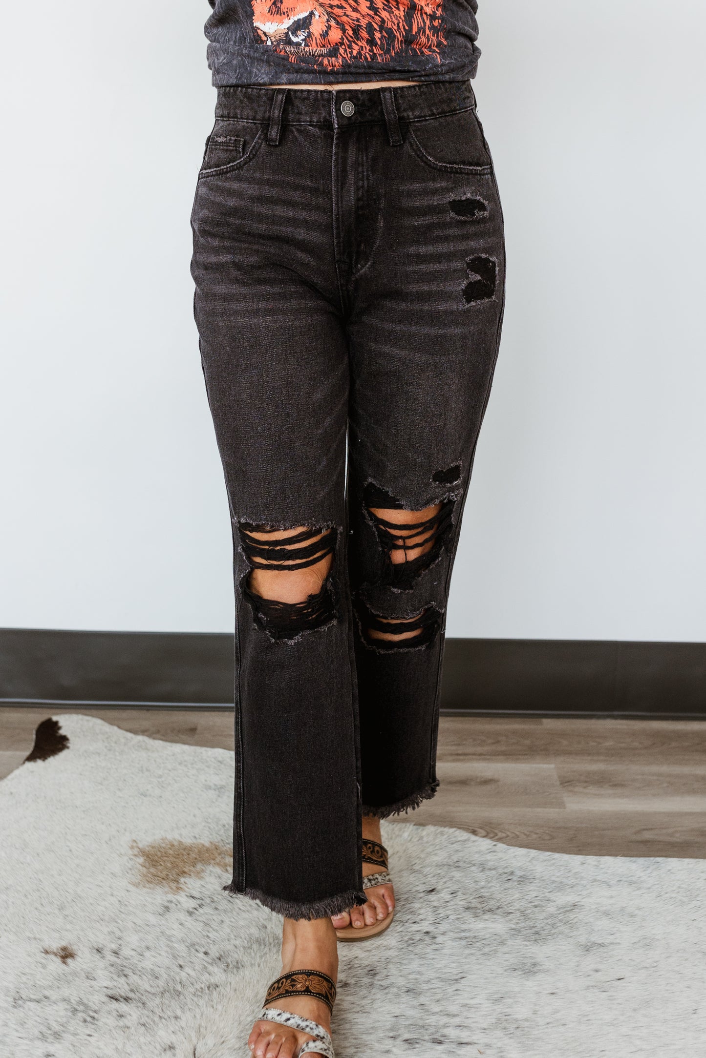 Flying Monkey Distressed Crop Jeans