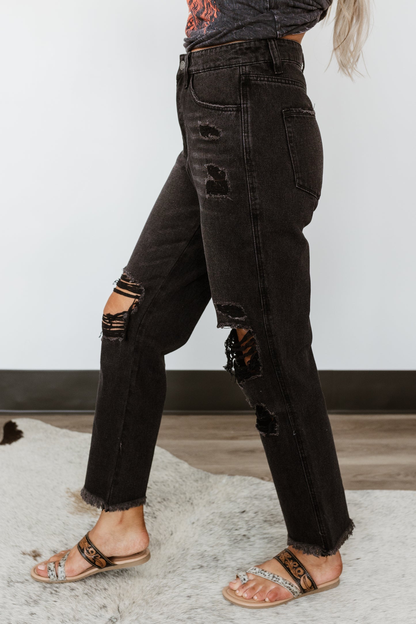 Flying Monkey Distressed Crop Jeans