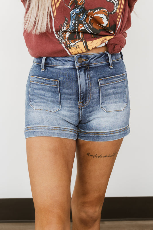 High Rise Pocket Patch Shorts by Risen