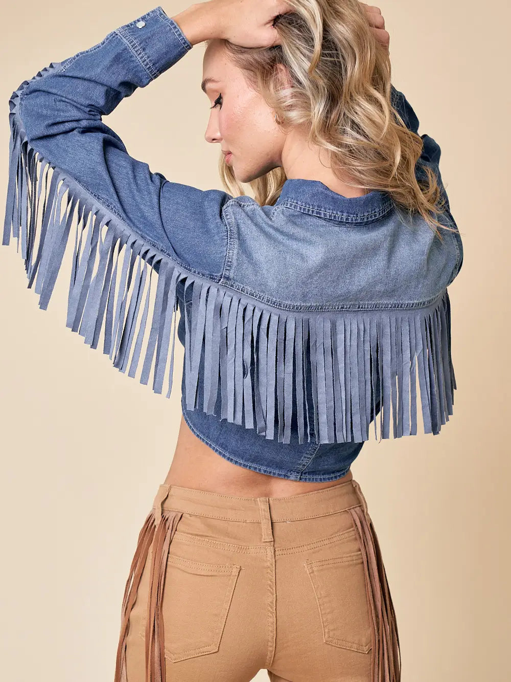 High Noon Fringe Denim Shirt