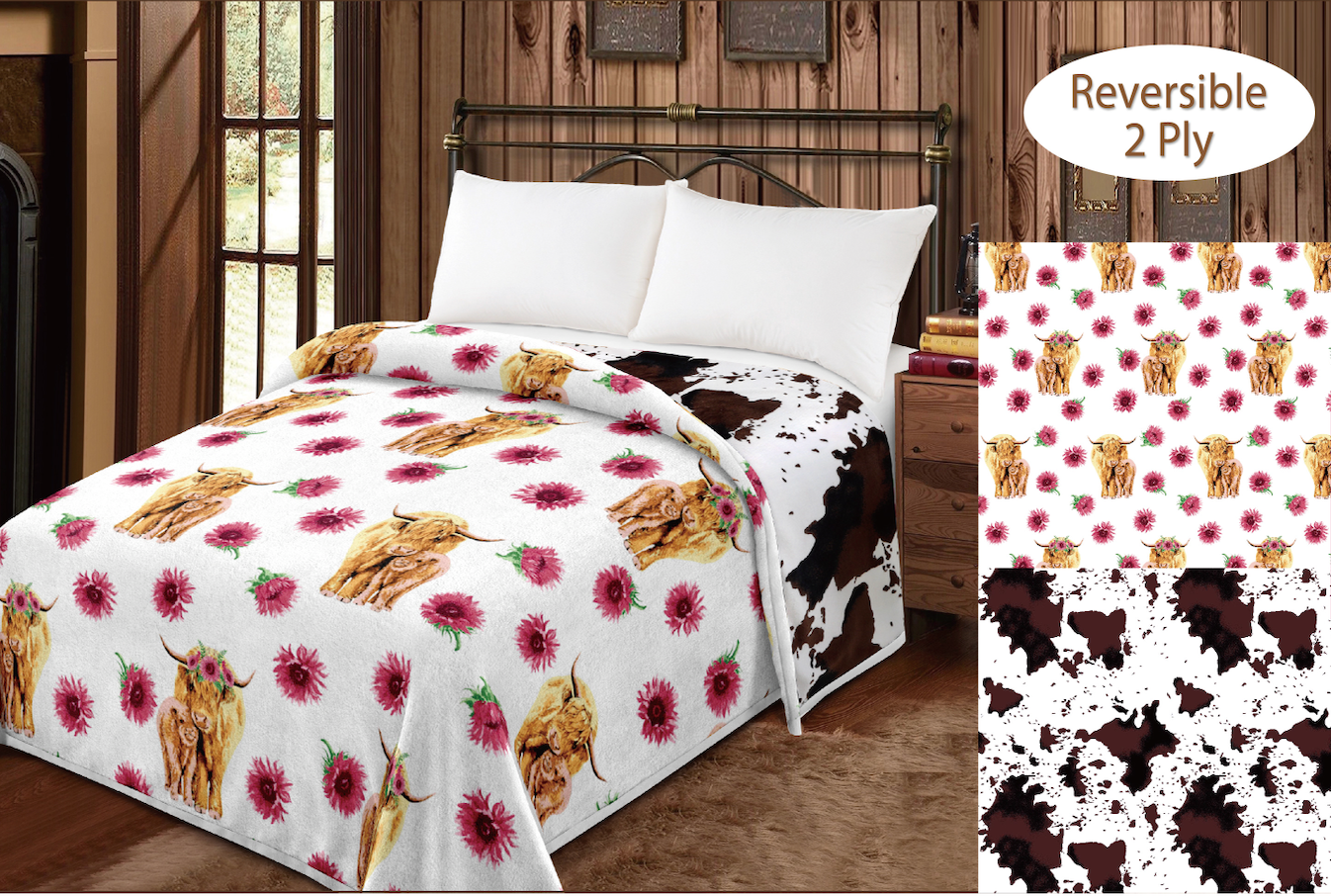 Cozy Cowgirl Reversible King Sized Blanket