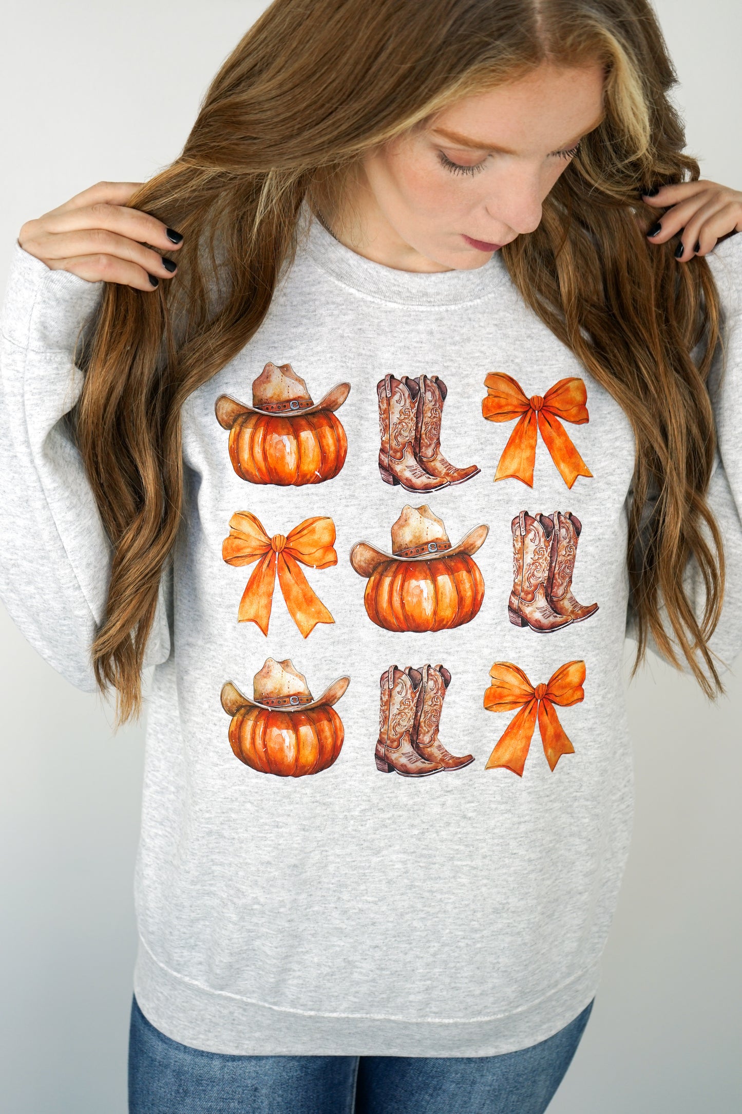 Pumpkins, Boots & Bows Crewneck Sweatshirt