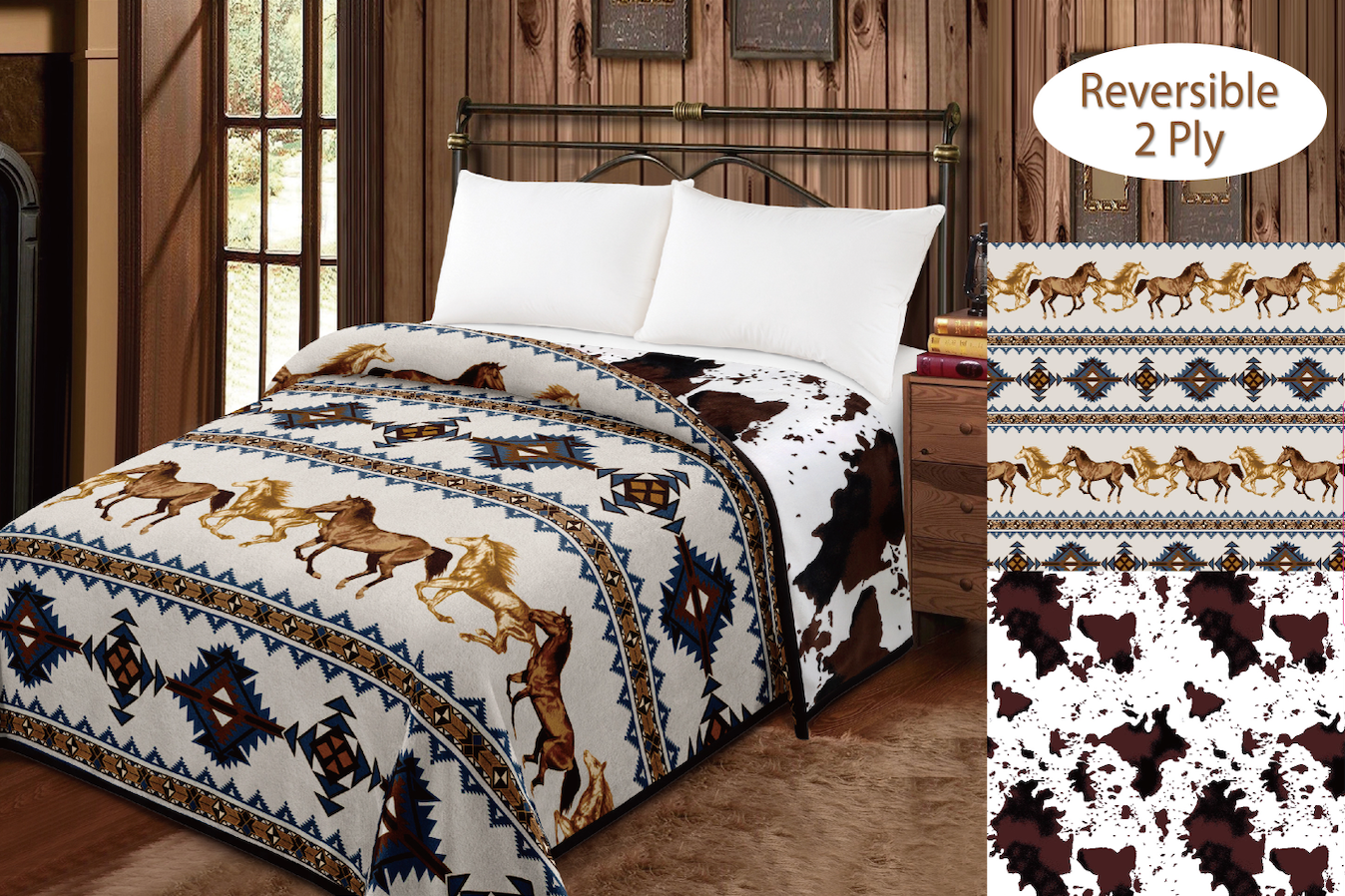 Cozy Cowgirl Reversible King Sized Blanket