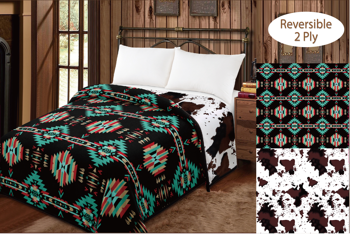 Cozy Cowgirl Reversible King Sized Blanket