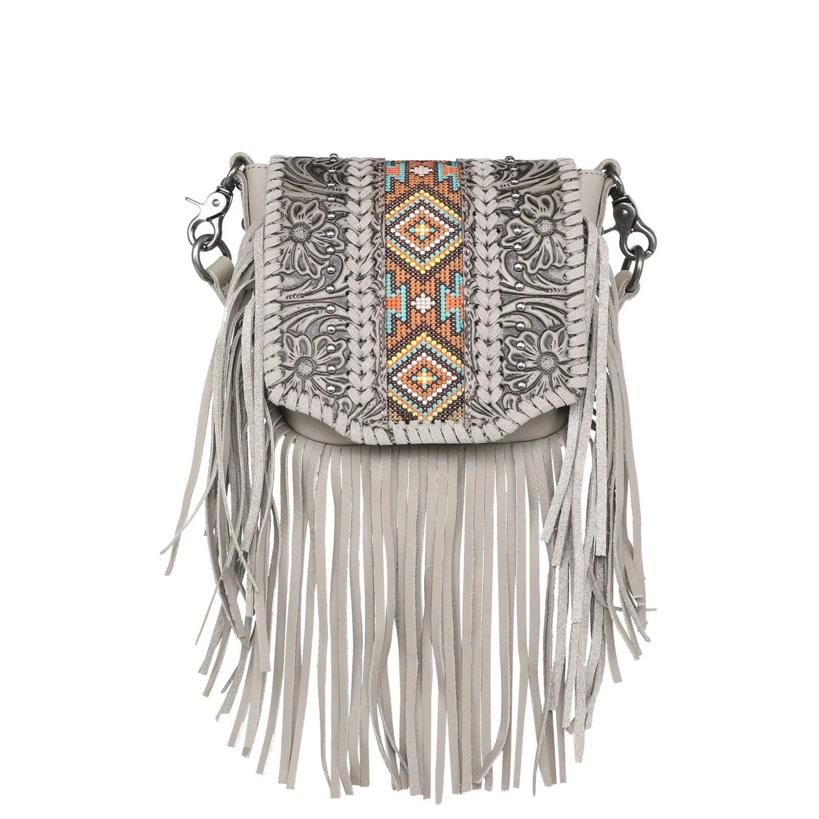 Montana West Genuine Leather Tooled Collection Fringe Crossbody – Dani ...