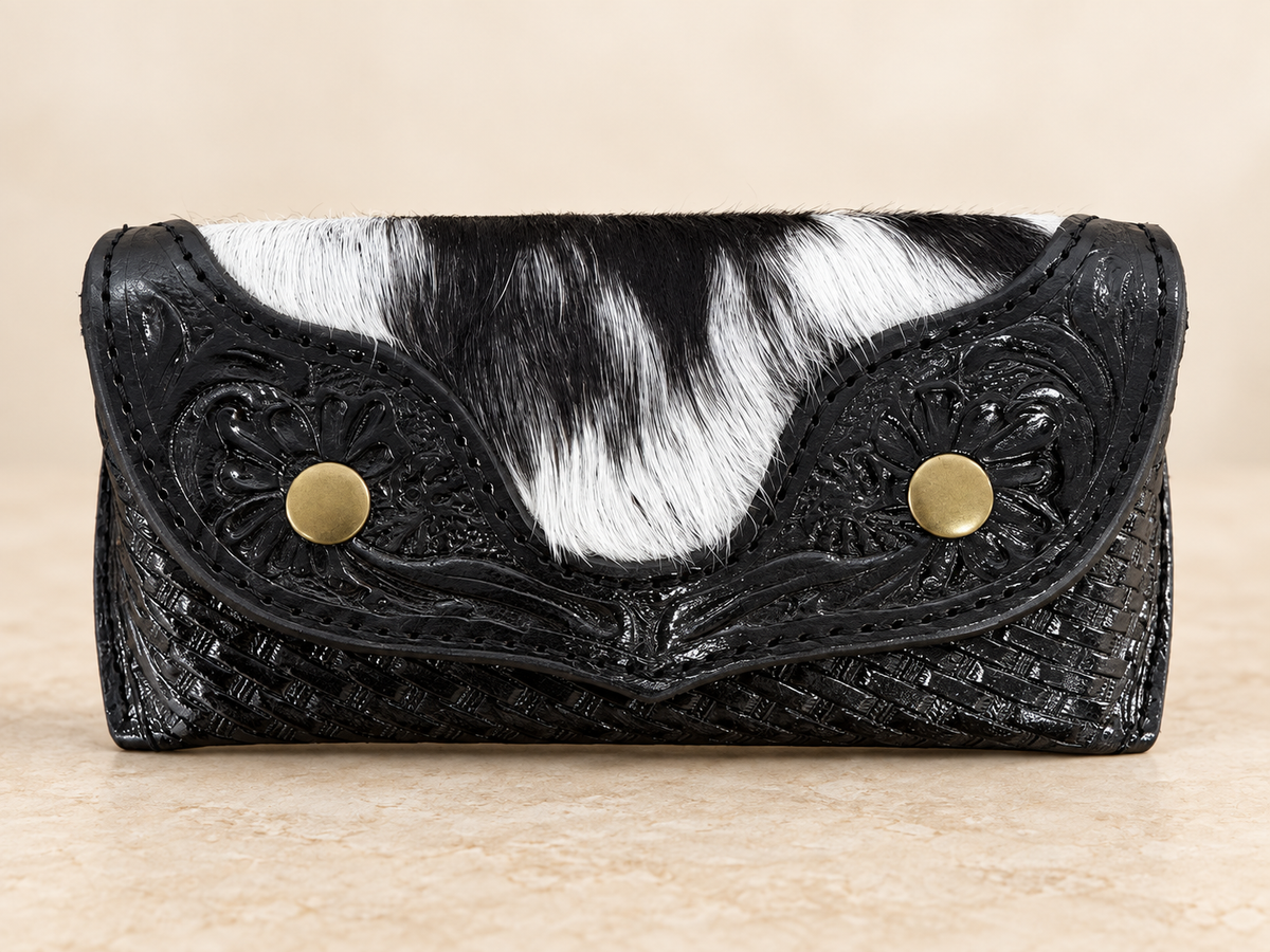 Tooled Leather Floral Sunglasses Case