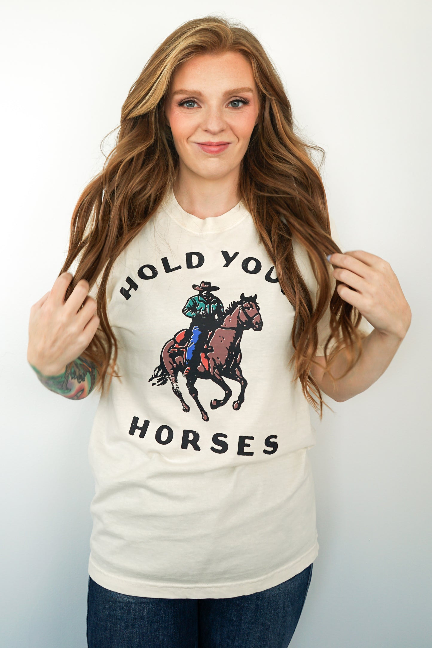 Hold Your Horses Vintage Western Comfort Tee