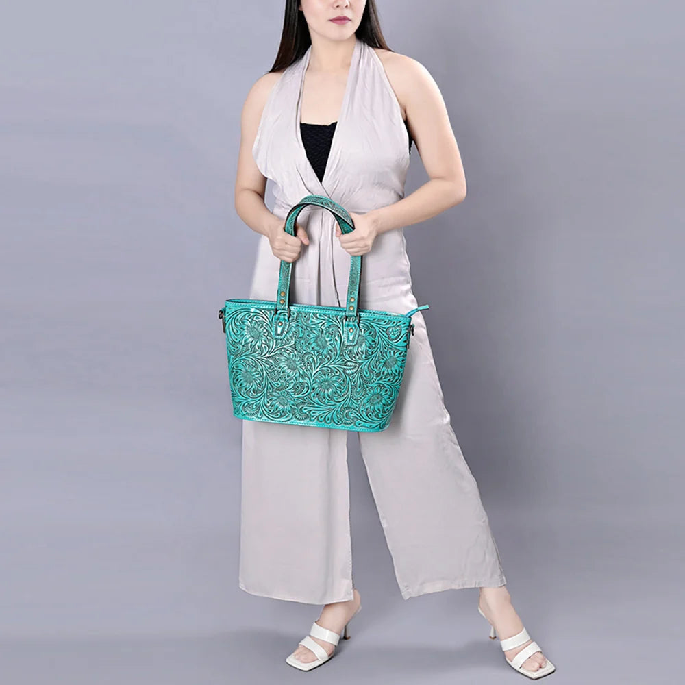 The Heirloom Floral Tote | American Darling Genuine Tooled Leather Bag