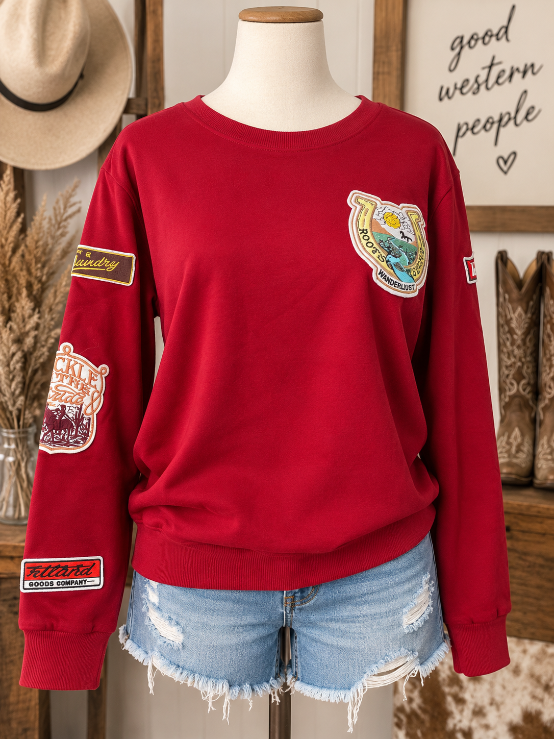 Western Patchwork Sweatshirt