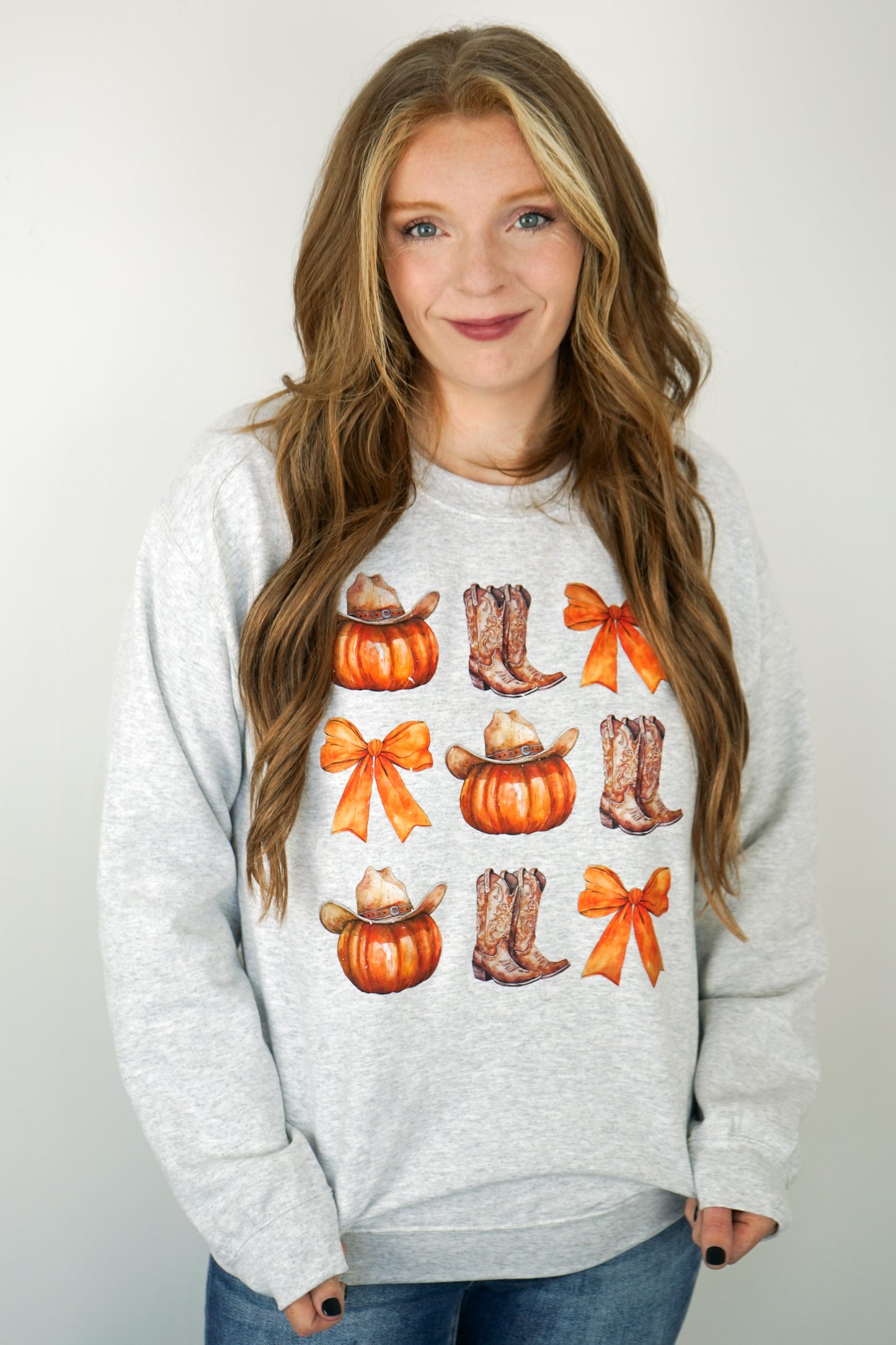 Pumpkins, Boots & Bows Crewneck Sweatshirt