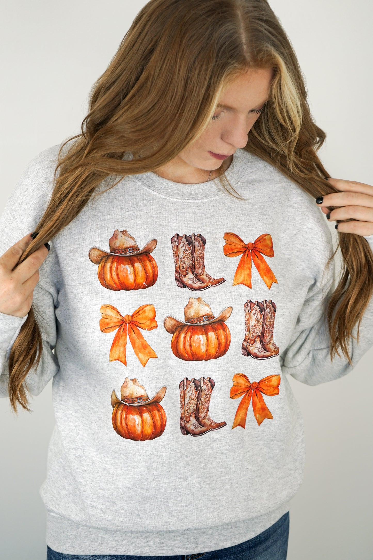 Pumpkins, Boots & Bows Crewneck Sweatshirt