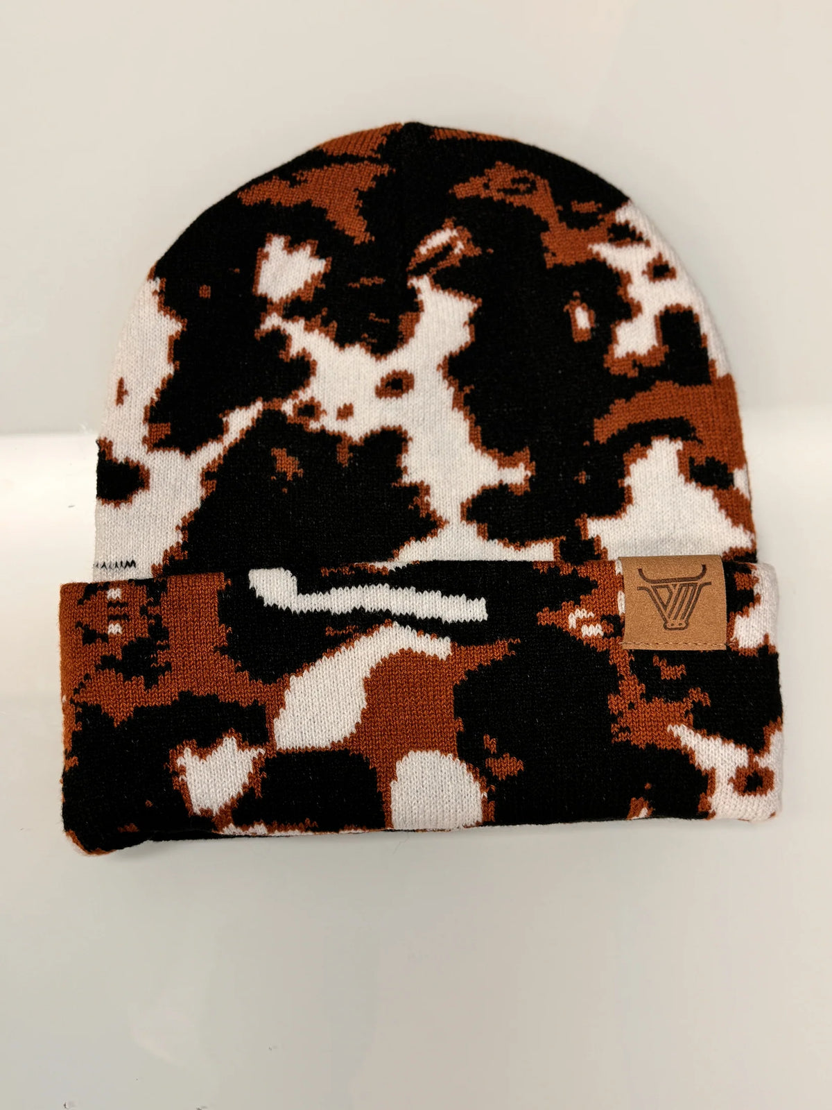 Cow Print Beanie - Brown Cow Print Beanie – L&L Boutique main image 3