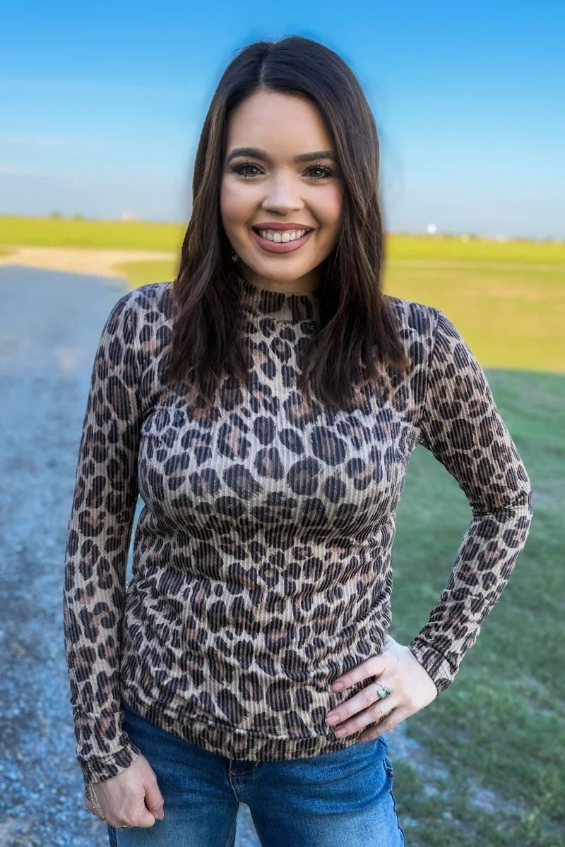Spotted Wild Leopard Print Long Sleeve Top