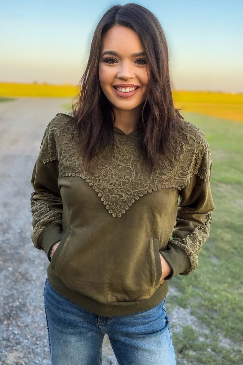 Tooled Frontier Western Hoodie – Hunter Green